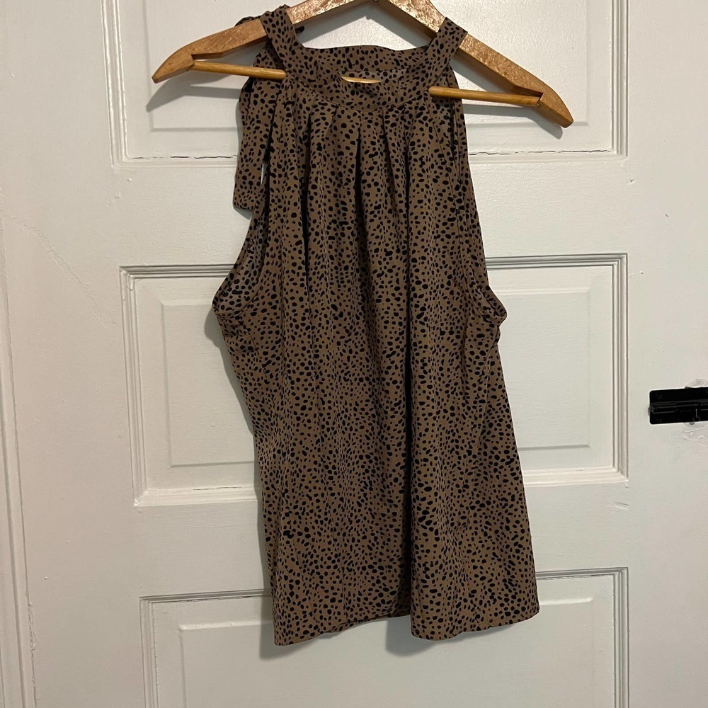 SHEIN brown black cheetah print halter top L